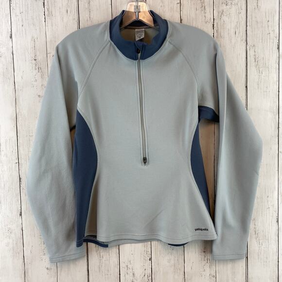 Patagonia Tops - Patagonia Gray Charcoal Axuwool Long-Sleeve Half-Zip Pullover Size Medium